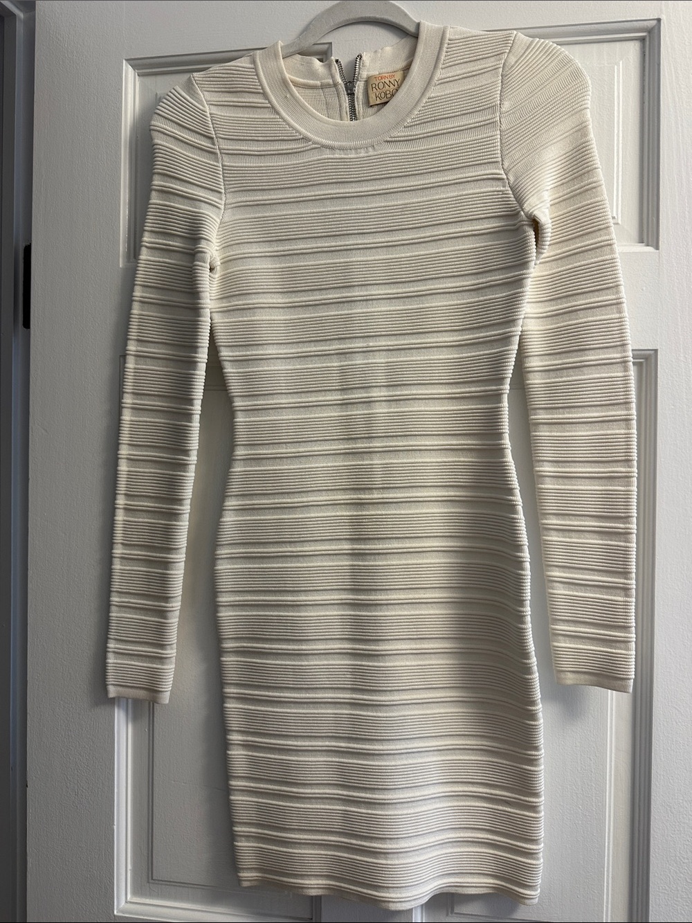 Ronny Kobo Collection Ribbed Long-Sleeve Bodycon Dress size S